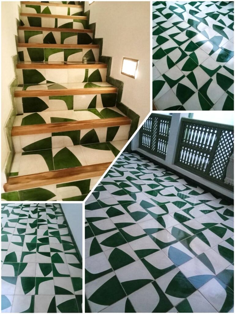 Même carreaux de ciment dans toutes les pièces